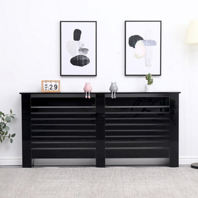 Furniturehmd Modern Radiator Cover High Gloss Black Decorative Cabinet For Living RoomBedroom,horizontal Slats,extra Large from B&Q