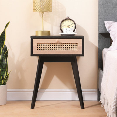 Furniturehmd Ratten 3-Color Bedside Table With One Drawer,solid Pine Wood Leg,storage Nightstand,sofa Side Table from B&Q