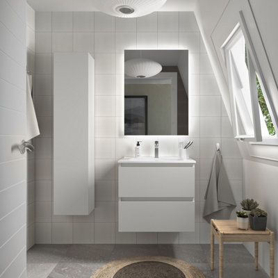 B&Q -  Bequia Vanity Unit 60Cm Matt White Basin Ceramic