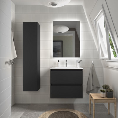 B&Q -  Bequia Vanity Unit 60Cm Matt Black Basin Ceramic