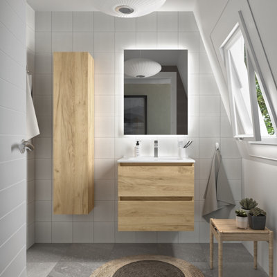 B&Q -  Bequia Vanity Unit 70Cm Oak Basin Ceramic