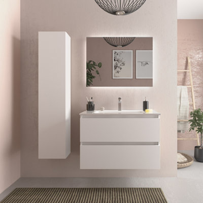 B&Q -  Bequia Vanity Unit 80Cm Matt White Basin Ceramic