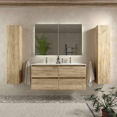 B&Q -  Bequia Vanity Unit 120Cm Oak Basin Ceramic