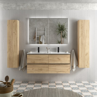 B&Q -  Nabua Vanity Unit 120Cm Oak Basin Ceramic