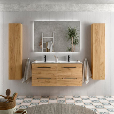 B&Q -  Morai Vanity Unit 120Cm Oak Basin Ceramic