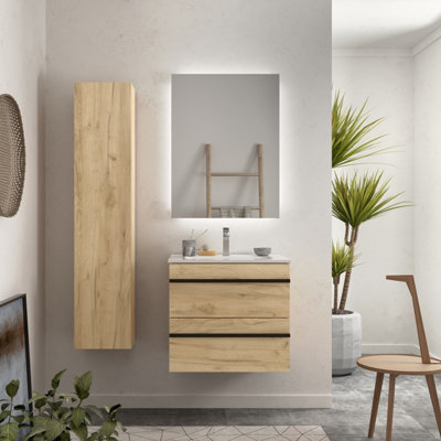 B&Q -  Born Vanity Unit 60Cm Oak Basin Ceramic