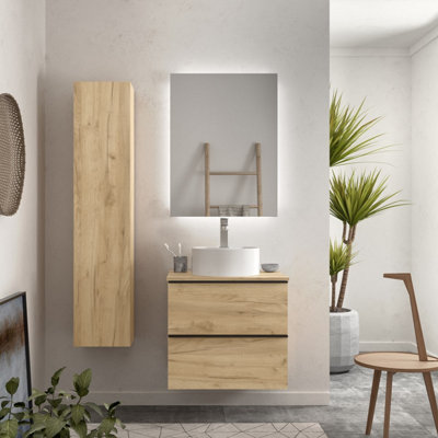 B&Q -  Nabua Vanity Unit 60Cm Oak Worktop Basin Ceramic