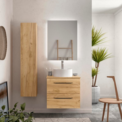 B&Q -  Morai Vanity Unit 60Cm Oak Worktop Basin Ceramic