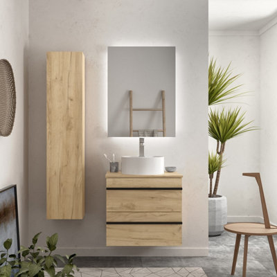 B&Q -  Born Vanity Unit 60Cm Oak Worktop Basin Ceramic