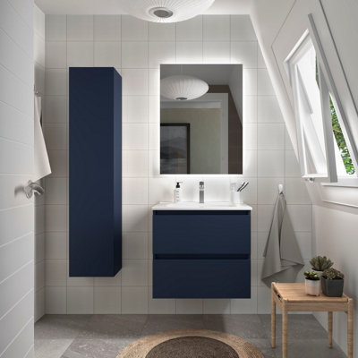 B&Q -  Bequia Vanity Unit 60Cm Matt Blue Basin Ceramic