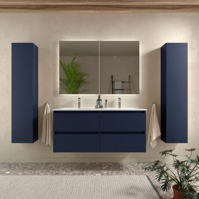 B&Q -  Bequia Vanity Unit 120Cm Matt Blue Basin Ceramic