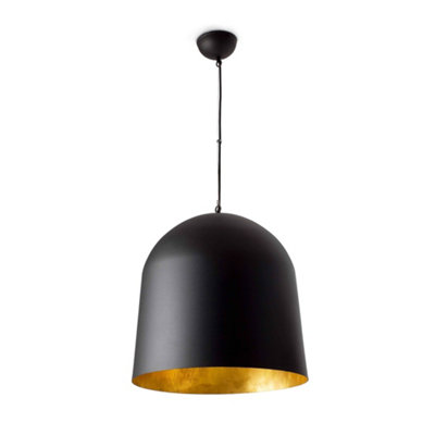 Luminosa Lighting Luminosa Crater 3 Light Dome Ceiling Pendant BlackGoldE27 from B&Q