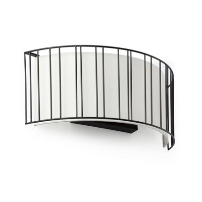 Luminosa Lighting Luminosa Linda 2 Light Indoor Wall Light Black With White ShadeE27