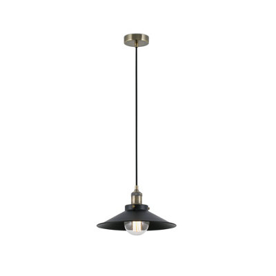 Luminosa Lighting Luminosa Marlin 1 Light Dome Ceiling Pendant BlackGold With Black ShadeE27