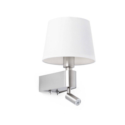 Luminosa Lighting Luminosa Room 1 Light Indoor Wall Light Reading Lamp WhiteSatin NickelE27 from B&Q