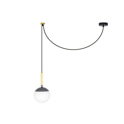 Luminosa Lighting Luminosa Mine 1 Light Globe Ceiling Pendant WoodDark GreyE27 from B&Q