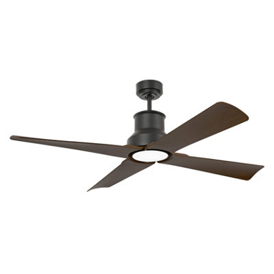 B&Q -  Luminosa Winche Large Ceiling Fan BlackWood Ip44Optional Led Light Sold Separately