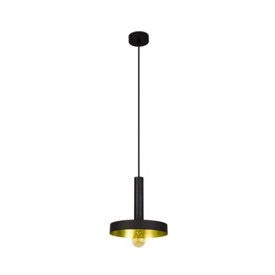B&Q -  Luminosa Whizz 1 Light Dome Ceiling Pendant BlackGoldE27