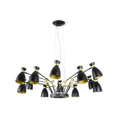 Luminosa Lighting Luminosa Retro 12 Light Multi Arm Ceiling Pendant BlackCopperE14 from B&Q