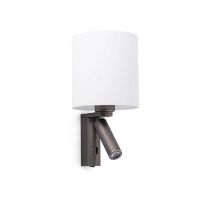 Luminosa Lighting Luminosa Rob 1 Light Indoor Wall Reading Light White With ShadeE27