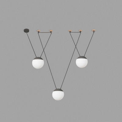 Mine 3 Light Ceiling Pendant Wood, Dark Grey, E27 - Image 3
