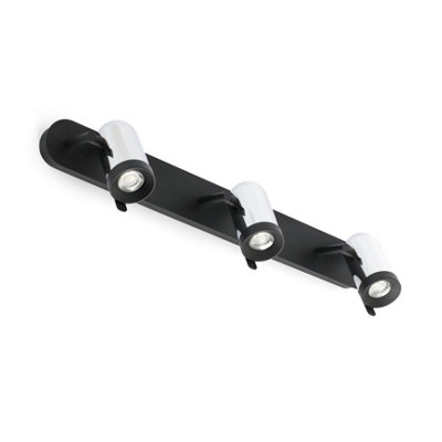 Luminosa Lighting Luminosa Orleans 3 Light Indoor Adjustable Wall Spotlight ChromeBlackGu10 from B&Q