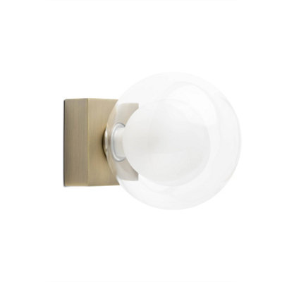 Luminosa Lighting Luminosa Perla Bathroom Antique Brass Globe Wall Light 1X G9 from B&Q