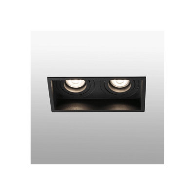 B&Q -  Luminosa Hyde Black Tiltable Square Recessed Downlight 2 LightGu10