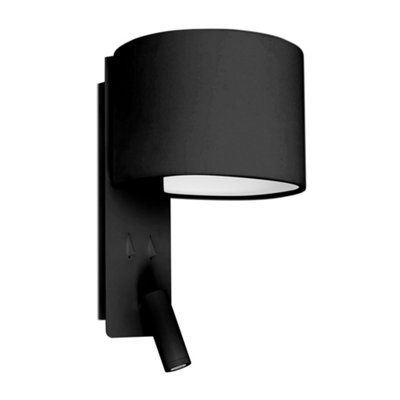Luminosa Lighting Luminosa Fold Wall Light Black With Shade 1X E27 With Reading Light 3W from B&Q