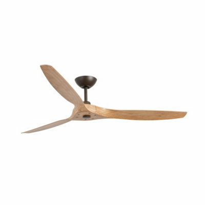 B&Q -  Luminosa Morea Ceiling Fan 152Cm Clear Brown 3 Blades