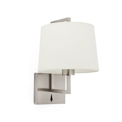Luminosa Lighting Luminosa Frame Matt NickelBeige Shade Wall Lamp from B&Q