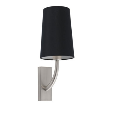 Luminosa Lighting Luminosa Rem Matt NickelBlack Shade Wall Lamp from B&Q