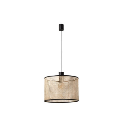 Luminosa Lighting Luminosa Mambo BlackRattan Pendant Simple Lamp 450 from B&Q