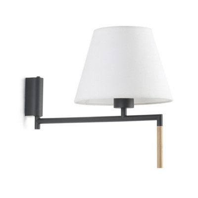 Luminosa Lighting Luminosa Ron Wall Light With Shade GreyE27 from B&Q