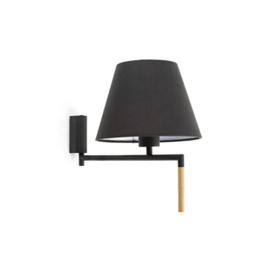 Luminosa Lighting Luminosa Ron Wall Light With Shade BlackE27 from B&Q