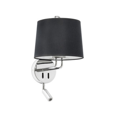 Luminosa Lighting Luminosa Montreal ChromeBlack Shade Wall Lamp With Reading Light from B&Q