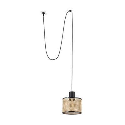 Luminosa Lighting Luminosa Mambo BlackRattan Cylindrical Pendant Lamp 210 With Plug from B&Q