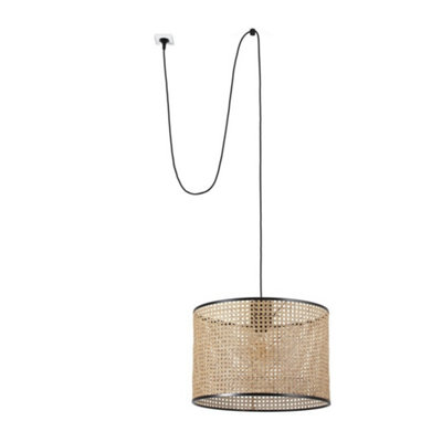 Luminosa Lighting Luminosa Mambo BlackRattan Cylindrical Pendant Lamp 450 With Plug from B&Q