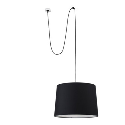 Luminosa Lighting Luminosa Conga Black Cylindrical Pendant Lamp With Plug from B&Q