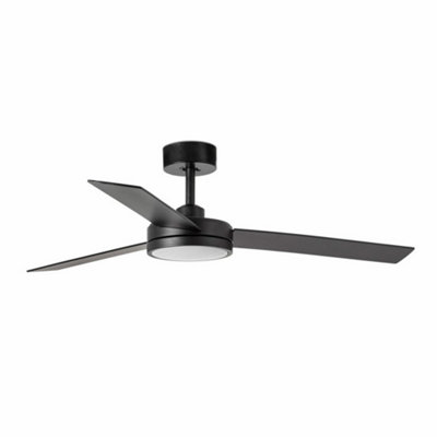 B&Q -  Luminosa Barth Black 3 Blade Ceiling Fan With Led Light