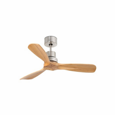 Luminosa Lighting Luminosa Mini Lantau Matt NickelPine Ceiling Fan With Dc Motor 2700K from B&Q