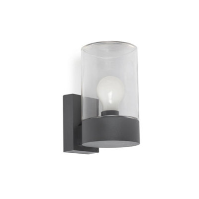 Luminosa Lighting Luminosa Kila Dark Grey Wall Lantern Lamp Transparent 2700K Ip65 from B&Q