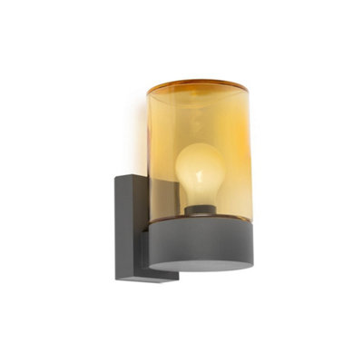 Luminosa Lighting Luminosa Kila Dark Grey Wall Lantern Lamp Amber 2700K Ip65 from B&Q