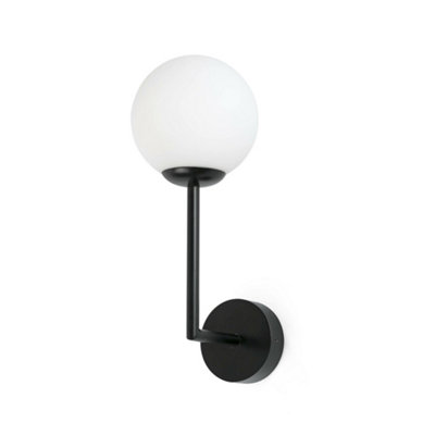 B&Q -  Luminosa Gala Black Globe Wall Lamp Ip44