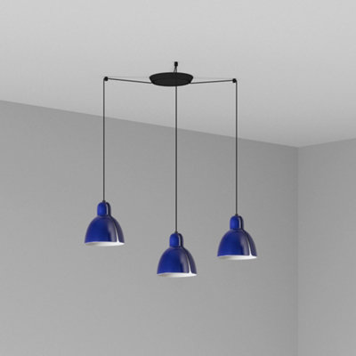 Luminosa Lighting Luminosa Venice 3 Light Cobalt Blue Cluster Drop Pendant Lamp from B&Q