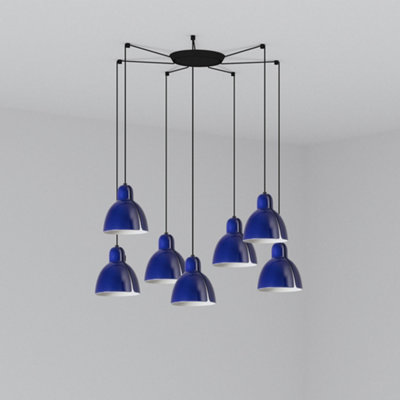 Luminosa Lighting Luminosa Venice 7 Light Cobalt Blue Cluster Drop Pendant Lamp from B&Q