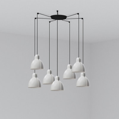 Luminosa Lighting Luminosa Venice 7 Light White Cluster Drop Pendant Lamp from B&Q