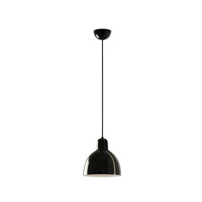 Luminosa Lighting Luminosa Venice 20Cm Dome Pendant Ceiling Light Shiny Black from B&Q