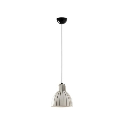 Luminosa Lighting Luminosa Venice 20Cm Dome Pendant Ceiling Light Black & White Gloss from B&Q