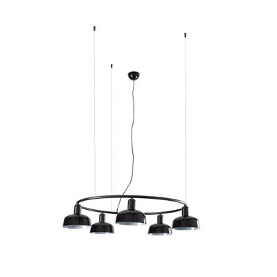 Luminosa Lighting Luminosa Tatawin Small 5 Light Cylindrical Pendant Ceiling Light Satin Black from B&Q